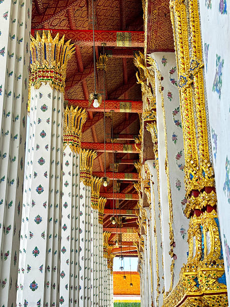 istock Architectural columns detail from buddhist temple in Bangkok 2227780280