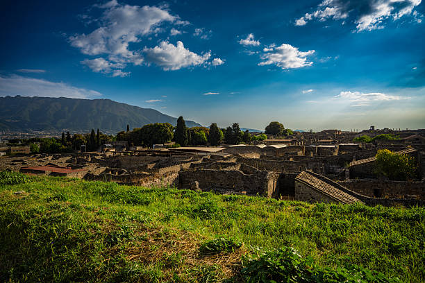Stunning landscape of Pompeii bathed in sunlight.