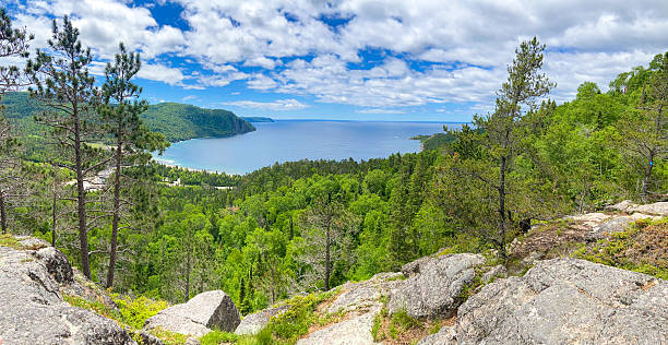 istock Panoramic Lake and Forest Clifftop View from Hiking Trail 2227786610