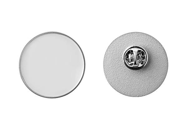 Glossy round button. Pin badge mockup isolated on white background