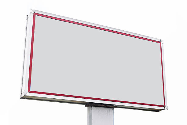istock Blank billboard sign closeup against white background. Empty template for outdoor advertisement, company logo, message or product promotion. 2227802723