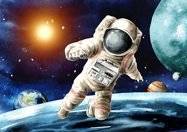 istock Astronaut in the space,  Hand drawn watercolor illustration 2227806444