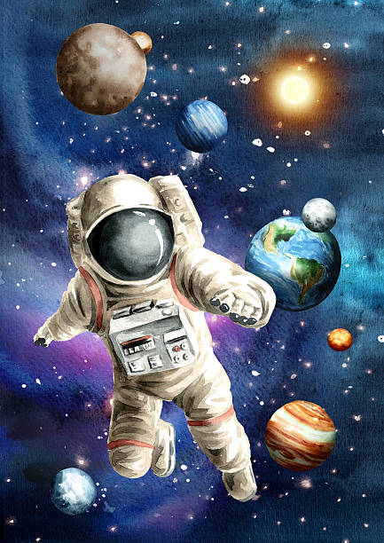 istock Astronaut  in the space,  Hand drawn watercolor illustration 2227806466