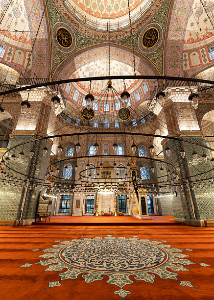 istock New Mosque, Turkish: Yeni Cami, Interior, showcasing Ottoman Islamic architecture and intricate patterns, Istanbul, Turkey 2227814432