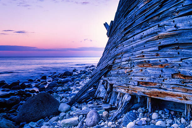 A sunken ship washed ashore