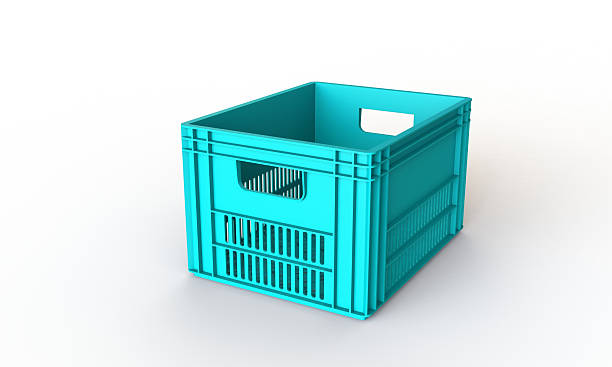 istock Cyan plastic crate box isolated on white 2227815711