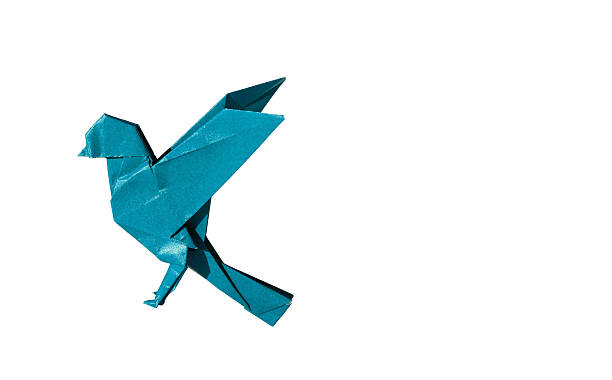 istock Cyan Origami Bird Robin isolated on white 2227817631