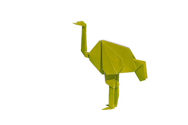istock Yellow Origami ostrich isolated on white 2227817995