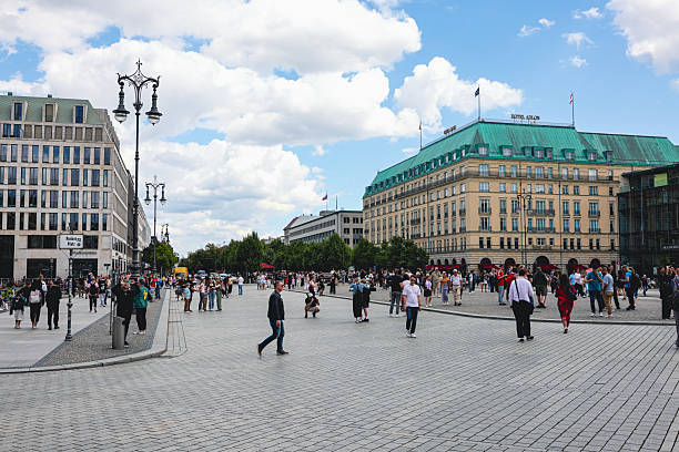 Berlin, Germany - May 01, 2019: Many people on crowded street on labor day in Berlin, Kreuzberg