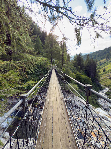 istock Narrow Suspension Bridge Over Mountain Stream 2227827133