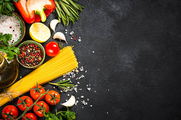istock Food cooking background at black table top view. 2227829284