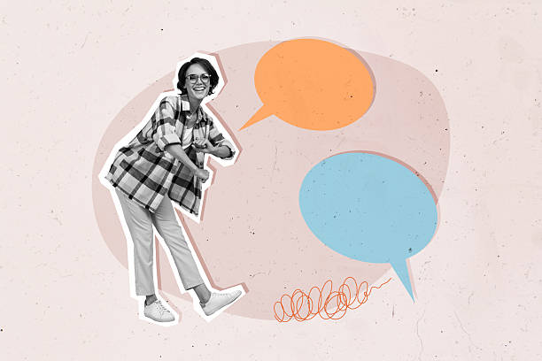 istock Trend artwork sketch image composite photo collage of speech cloud dialog chatting conversation silhouette young lady dance moving happy 2227833246