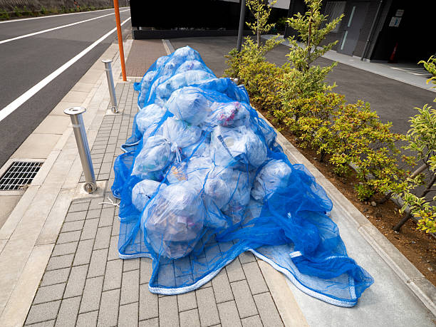 istock A household waste collection point with bird netting in Tokyo 2227834399