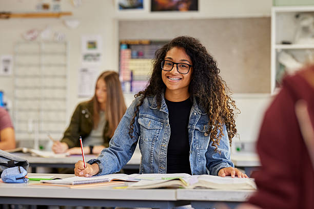 istock Smiling african american student in classroom looking at camera 2227835086