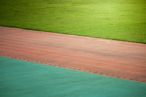 Green Grass and Running Track with Cones