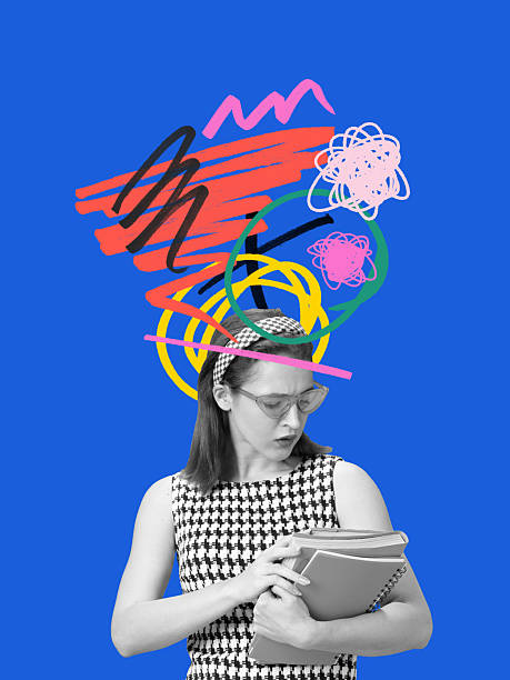 istock Expressive visual artwork of overwhelmed student with colorful scribbles around head 2227851218