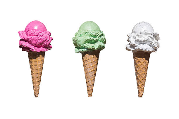 istock Colorful artificial ice cream cones isolated on white background 2227857088