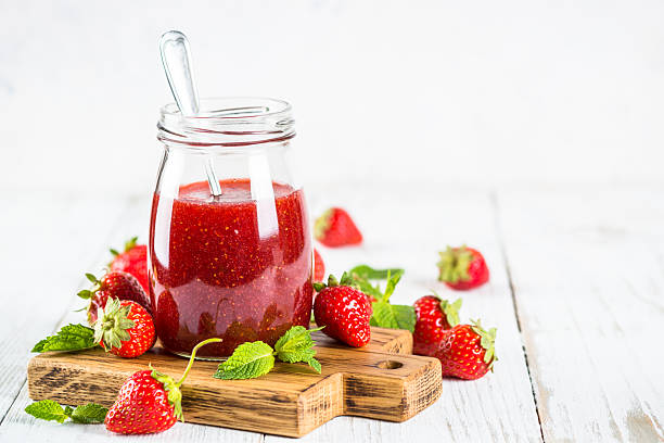 istock Strawberry jam in the glass jar. 2227865113
