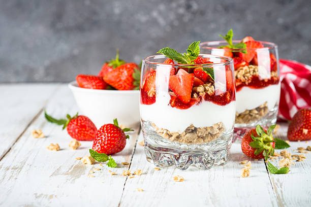 istock Greek yogurt parfait with strawberry. 2227865459