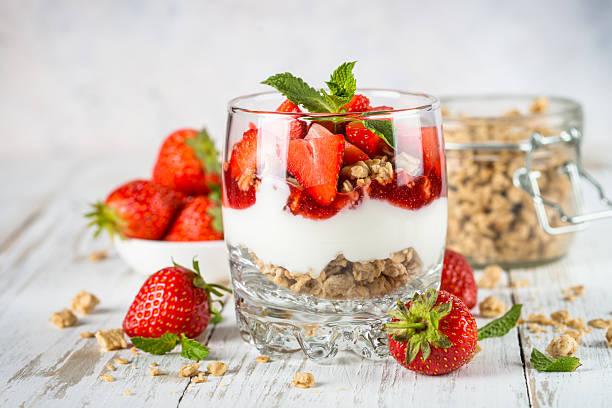 istock Greek yogurt parfait with strawberry. 2227865460
