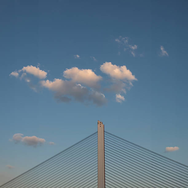 A corner of the Shimen Bridge of the Jialing River at dusk on August 24, 2024 in Shapingba District, Chongqing, China.