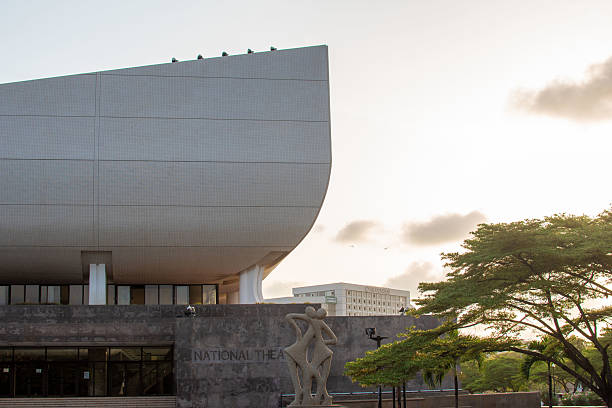 Accra, Ghana – November 4, 2020: The National Theatre building around sunset in Ghana's capital city