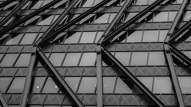 istock Bold black and white geometry of modern facade with minimal contrast lines 2227868604