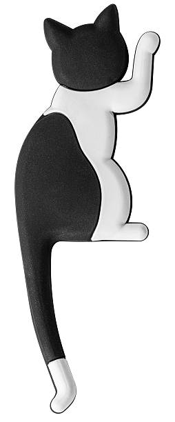 istock Black and white cat keychain isolated on white background with clipping path 2227875526
