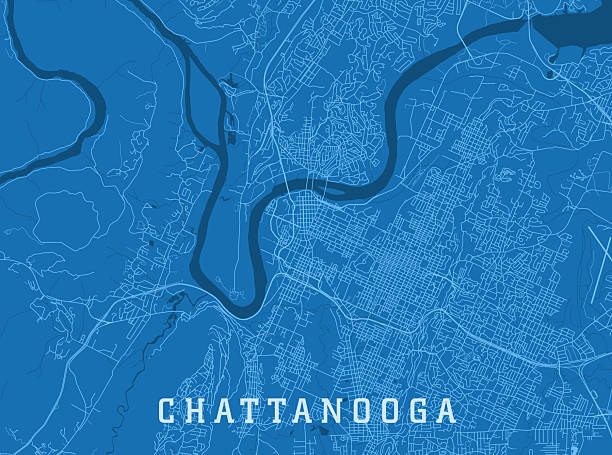 Chattanooga TN City Vector Road Map Blue Horizontal vector art illustration