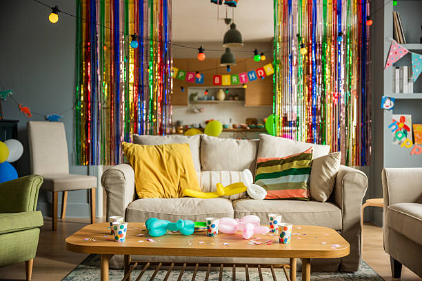 Room decorated for birthday party