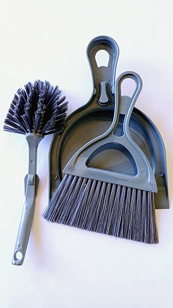 istock Plastic dustpan and hand brush on white background. Cleaning equipment. 2227879367