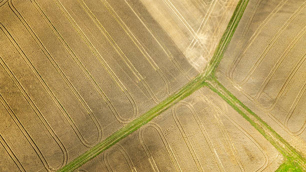 istock Agricultural fields - aerial view 2227882338