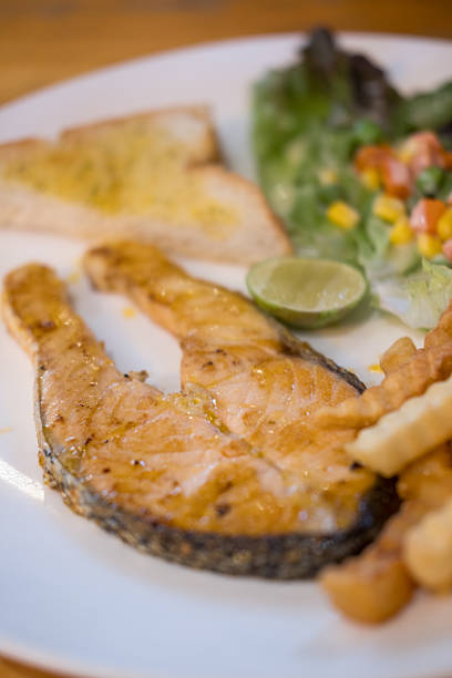 istock Salmon fish fillet grilled steak 2227885561