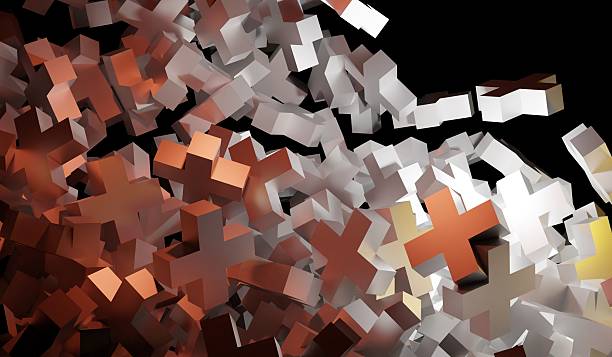 istock Plus sign, cross sign, abstract background, 3D illustration 2227888580
