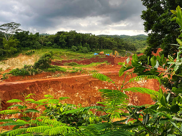 Strip mining in the mountains just outside of Nine Mile, Jamaica