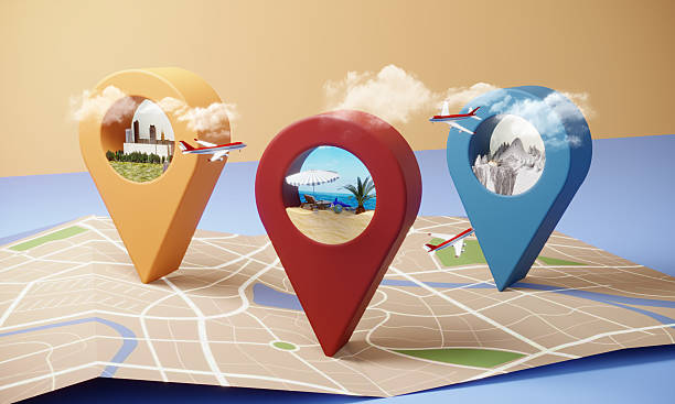 istock Travel destination pins on map 2227907337
