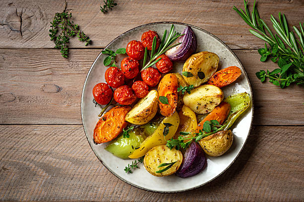 istock Organic oven roasted vegetables 2227908218