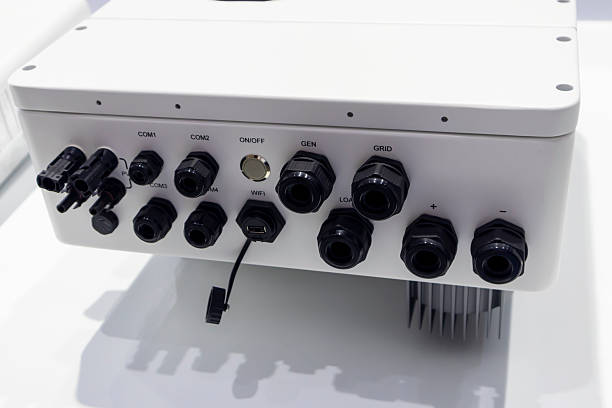 istock Electrical sockets in the control panel cabinet set for adjusting the electric current of the solar power cabinet 2227909500