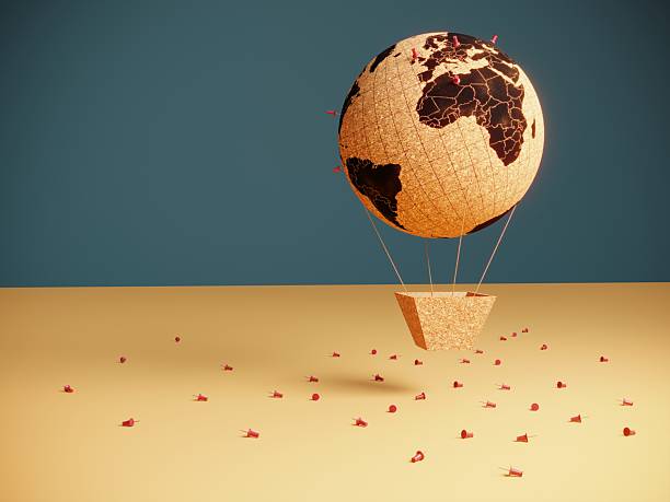 America on antique globe - low key image.