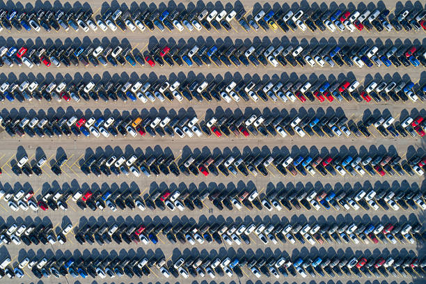 istock Rows of new cars from above 2227910770