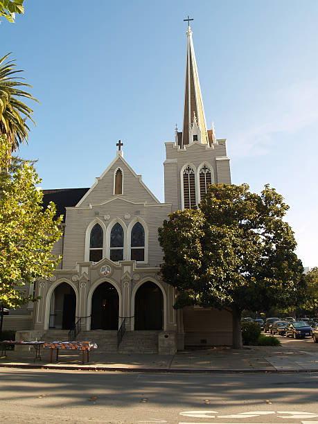 istock Front Door Archways And Steeple Tower Old Church 2227916628