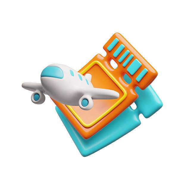 istock Airplane flight tickets, seat voucher or coupon for air transport passengers 3D vector icon, commercial jet airplane 2227921646