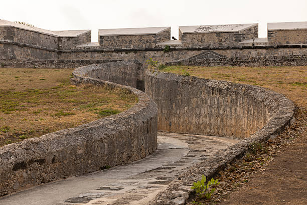 A historic Spanish Colonial fortification stands in Campeche, Mexico.