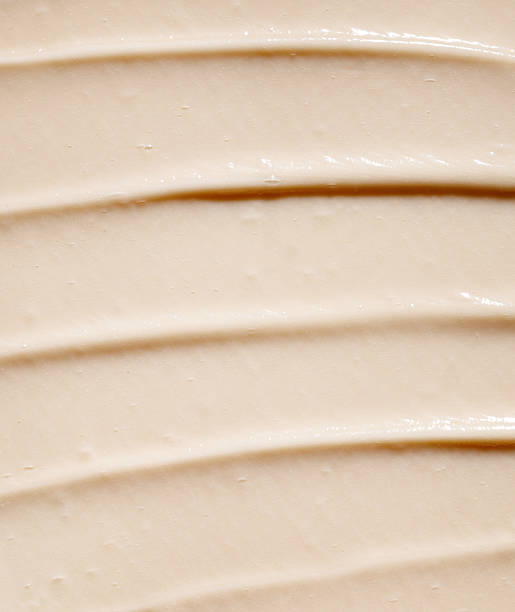 istock beige cream smear, cosmetics textures, foundation swatch 2227924914