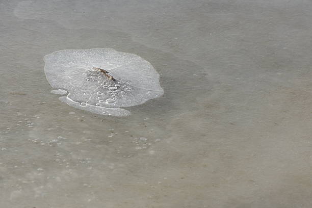 Ice on the river in the early spring close up