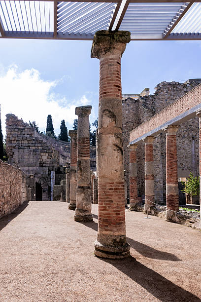 istock Ancient roman columns supporting modern roof at baelo claudia ruins 2227930110