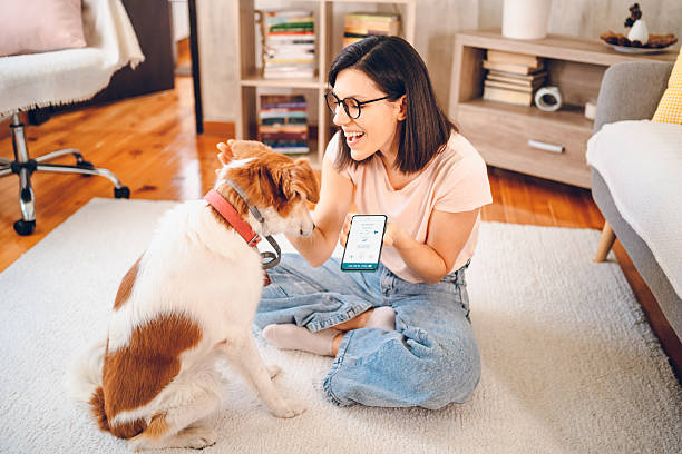 istock Woman with dog using phone 2227936151