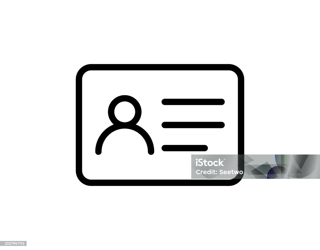 Contour simple de la carte d’identité avec forme de profil et lignes d’information - clipart vectoriel de Papiers d'identité libre de droits Contour simple de la carte d’identité avec forme de profil et lignes d’information - clipart vectoriel de Papiers d'identité libre de droits