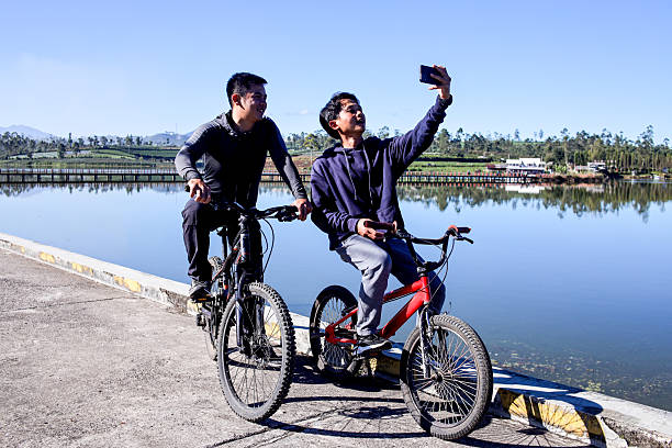 Cyclists Take A Selfie On Their Bikes