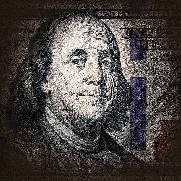 Grunge style Benjamin Franklin from American one hundred dollar bill